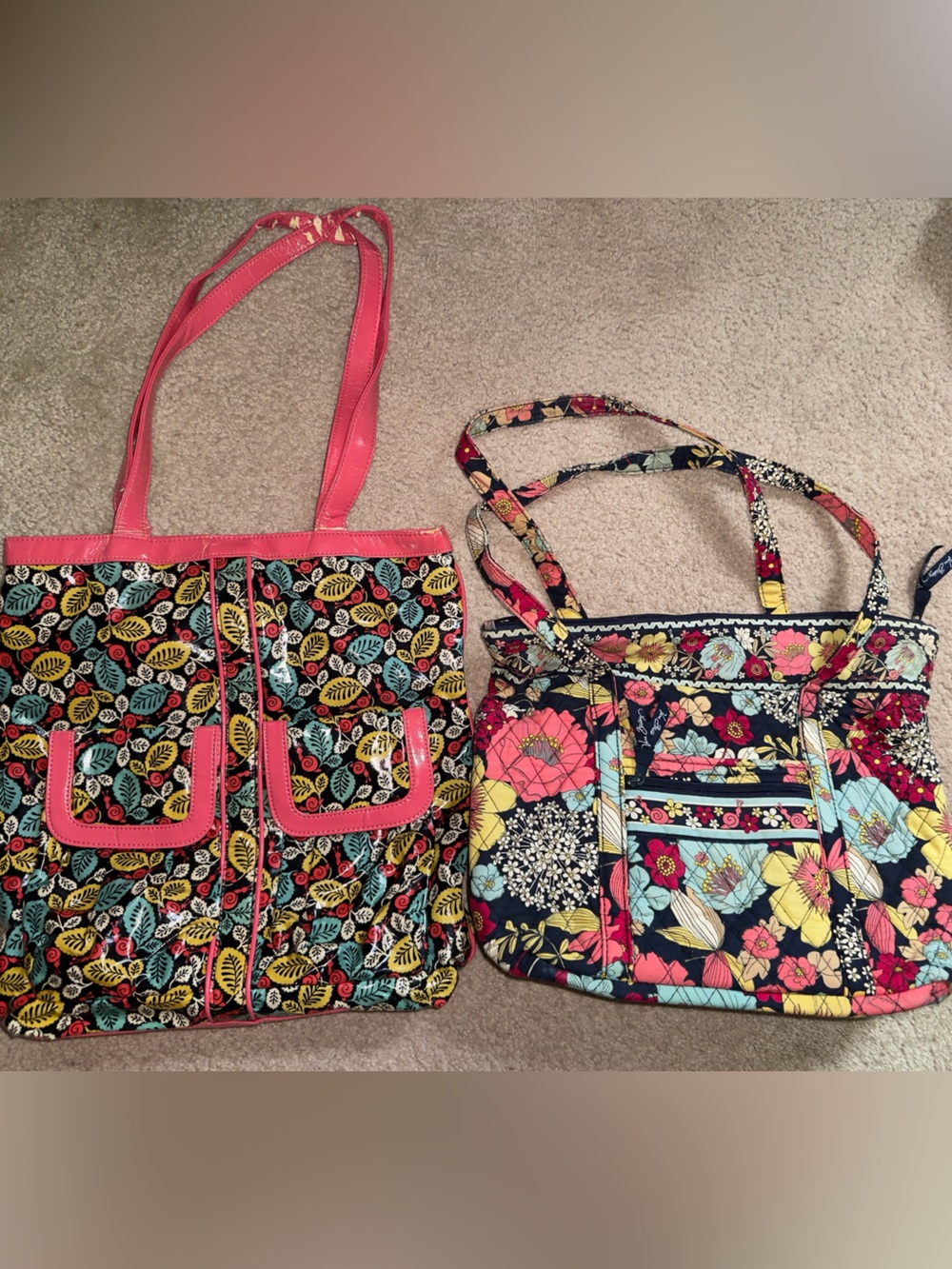 Vera Bradley Large Happy Snails & Frill Teen Idol Floral Multicolor Tote Set